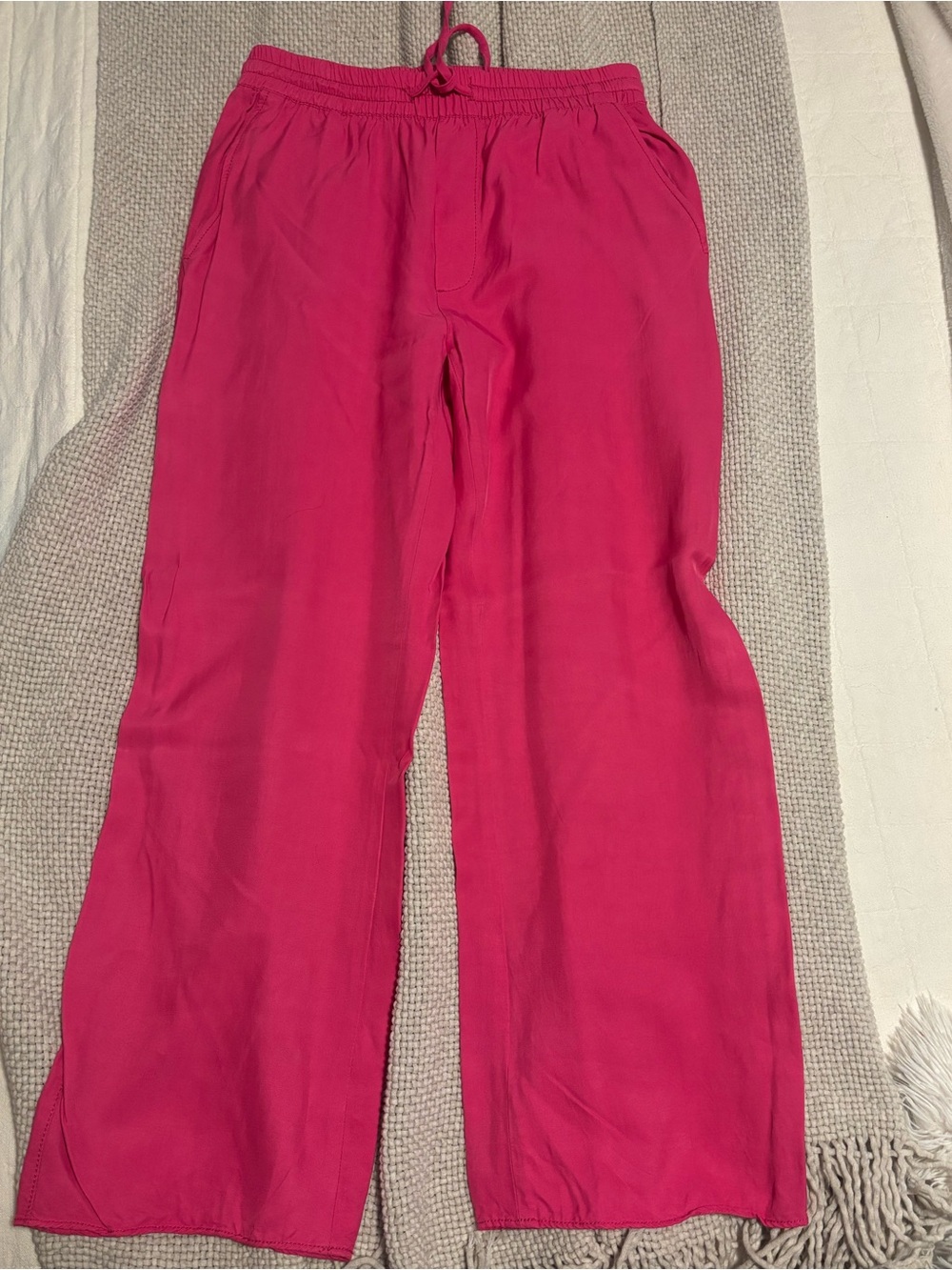 Zara Hot Pink Elastic Waist Wide-Leg Pants